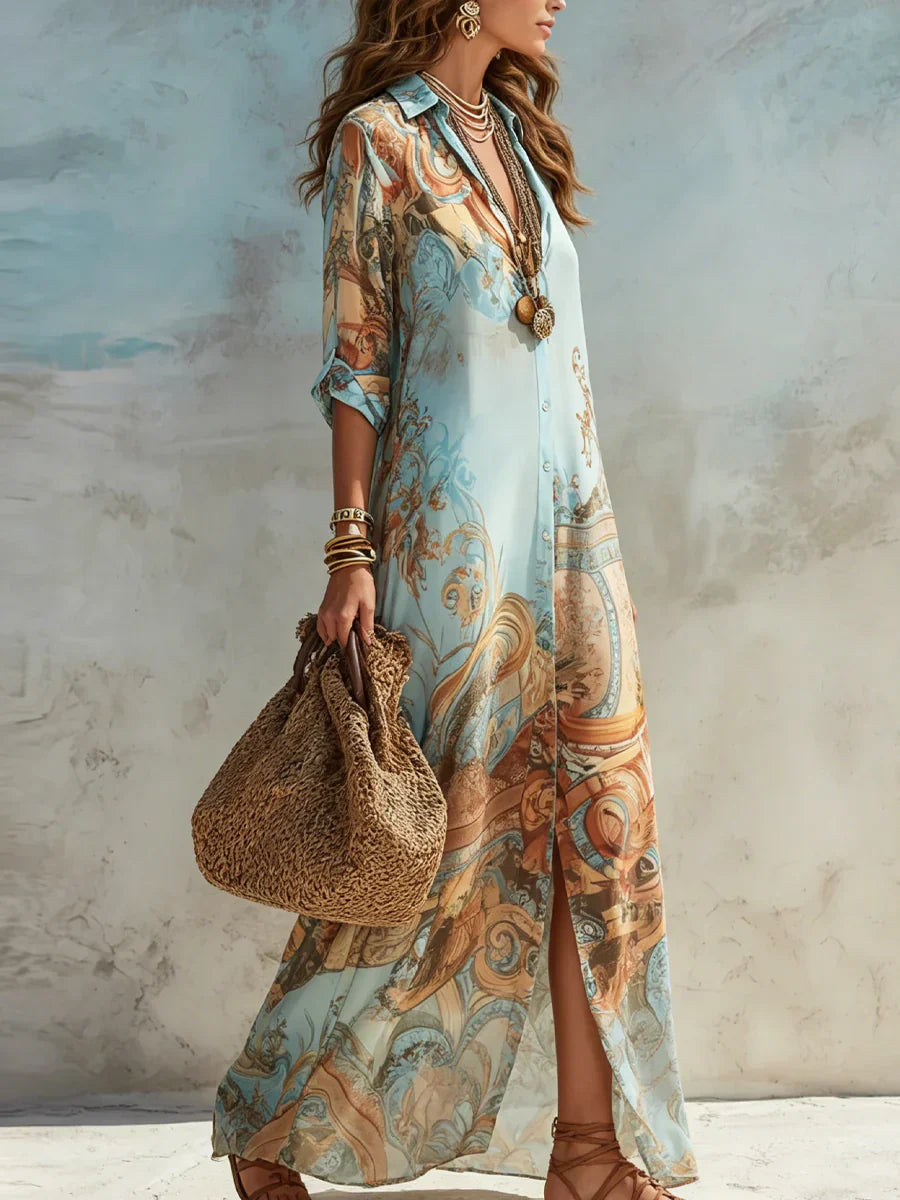 Ayla™ | Vestido Largo Boho en tonos Turquesa