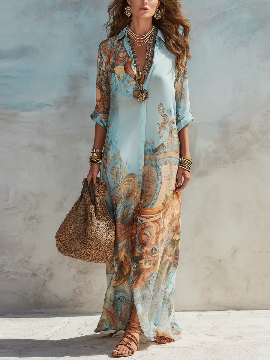 Ayla™ | Vestido Largo Boho en tonos Turquesa