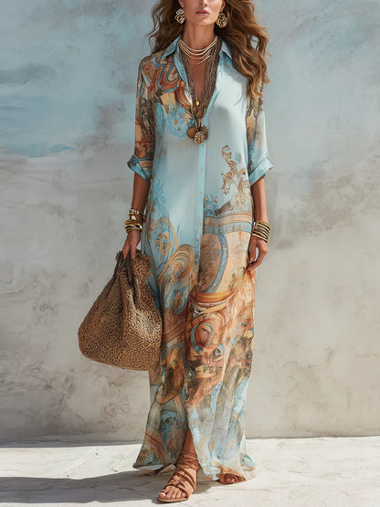 Ayla™ | Vestido Largo Boho en tonos Turquesa