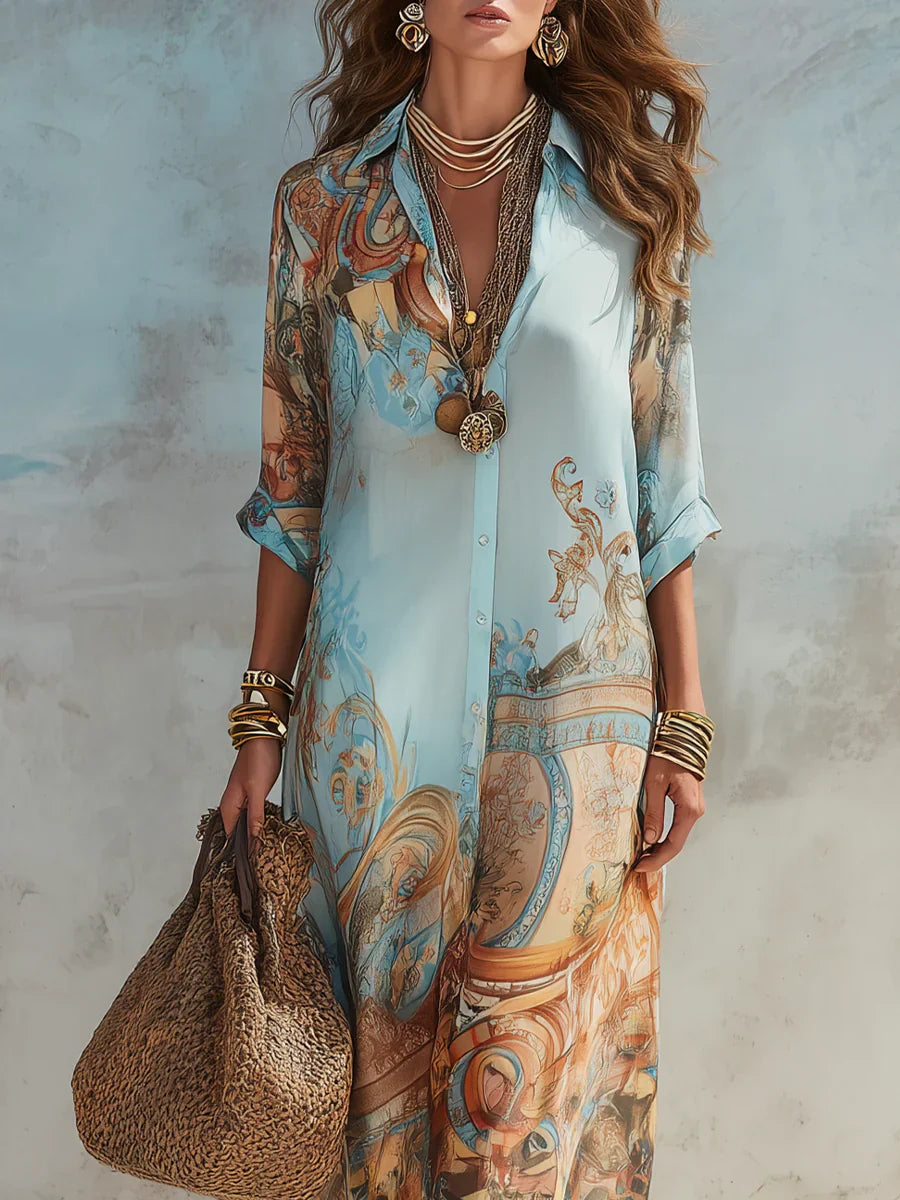 Ayla™ | Vestido Largo Boho en tonos Turquesa