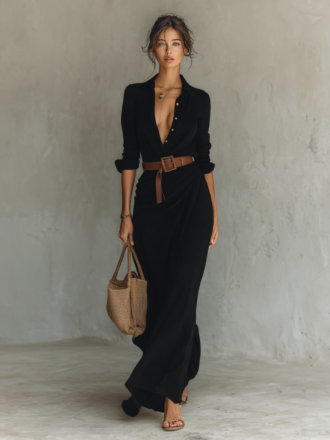 Andrea | Vestido con cuello de solapa y mangas largas