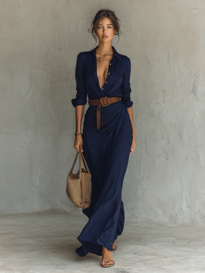 Andrea | Vestido con cuello de solapa y mangas largas