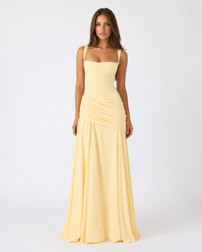 Marta | Vestido maxi Con escote Cuadrado fruncido