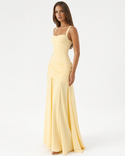 Marta | Vestido maxi Con escote Cuadrado fruncido