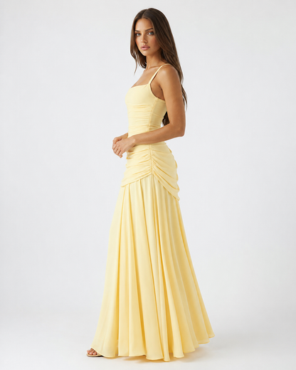 Marta | Vestido maxi Con escote Cuadrado fruncido