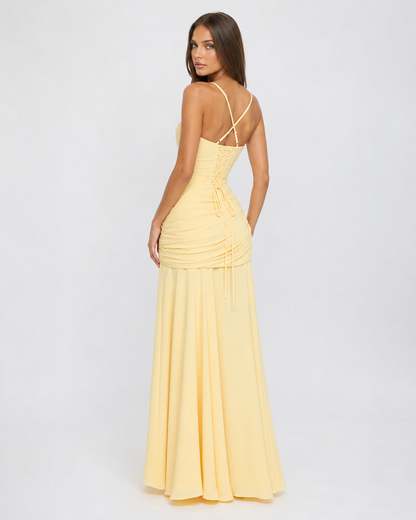 Marta | Vestido maxi Con escote Cuadrado fruncido