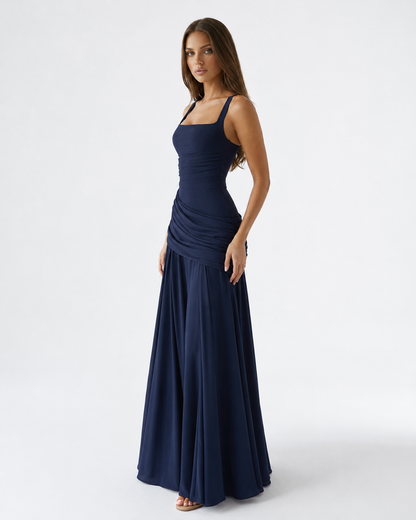 Marta | Vestido maxi Con escote Cuadrado fruncido