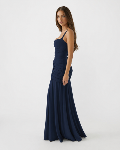 Marta | Vestido maxi Con escote Cuadrado fruncido