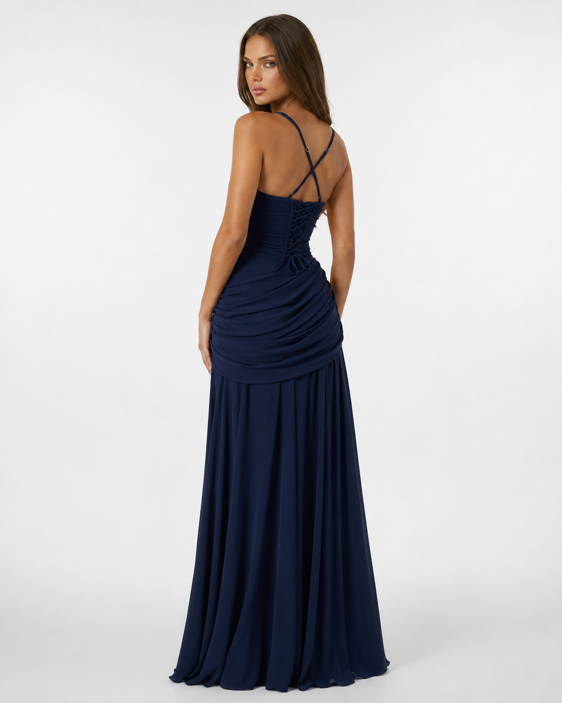 Marta | Vestido maxi Con escote Cuadrado fruncido
