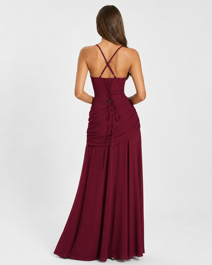 Marta | Vestido maxi Con escote Cuadrado fruncido