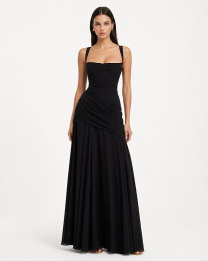 Marta | Vestido maxi Con escote Cuadrado fruncido