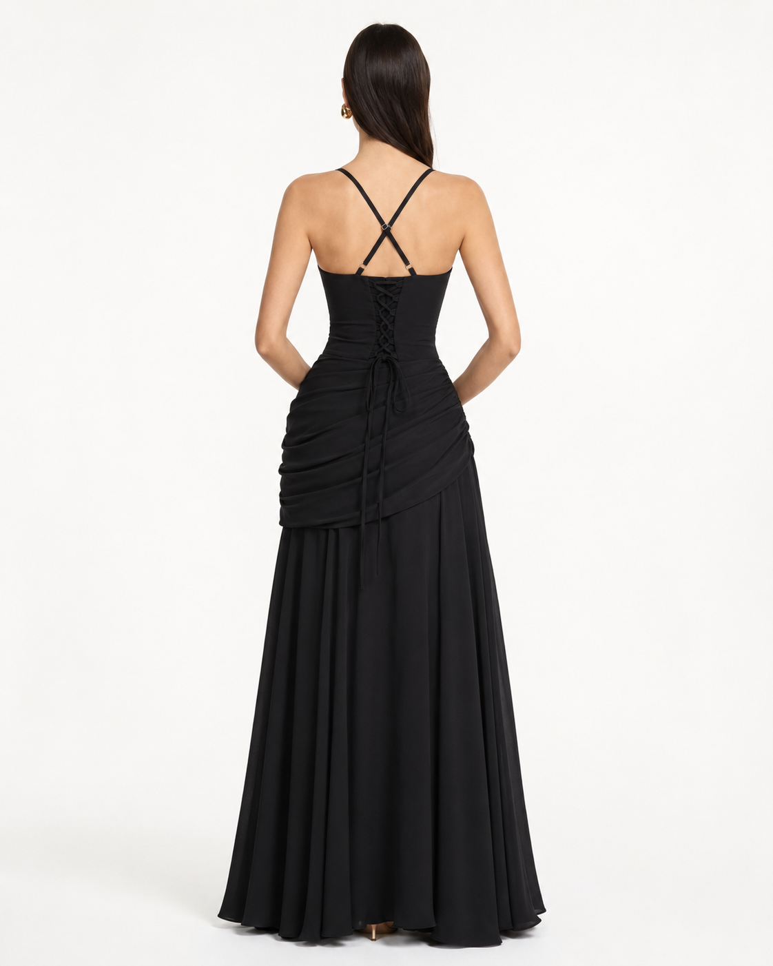 Marta | Vestido maxi Con escote Cuadrado fruncido
