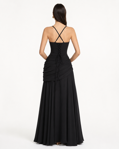 Marta | Vestido maxi Con escote Cuadrado fruncido