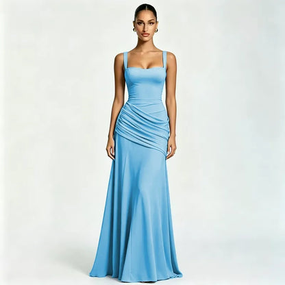 Marta | Vestido maxi Con escote Cuadrado fruncido