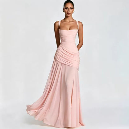 Marta | Vestido maxi Con escote Cuadrado fruncido