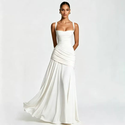 Marta | Vestido maxi Con escote Cuadrado fruncido
