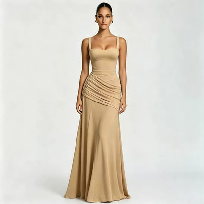 Marta | Vestido maxi Con escote Cuadrado fruncido